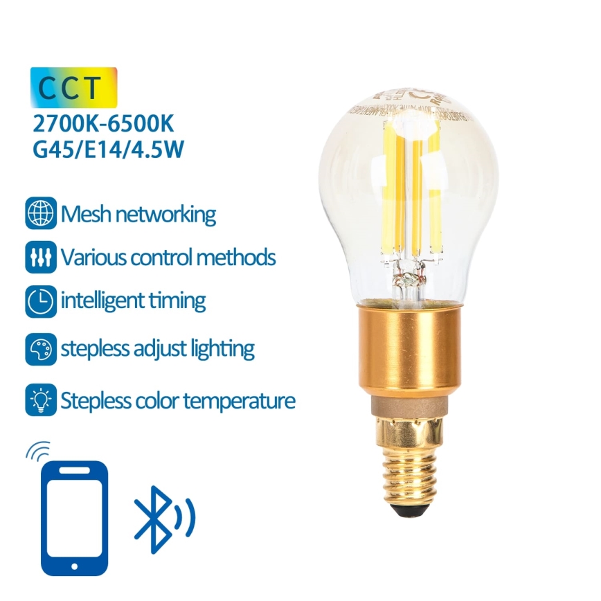Λαμπτήρας Dimming LED FILAMENT MESH Smart G45 E14/4,5W/230V 2700-6500K - Aigostar