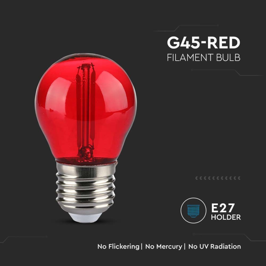 Λαμπτήρας LED FILAMENT G45 E27/2W/230V κόκκινο