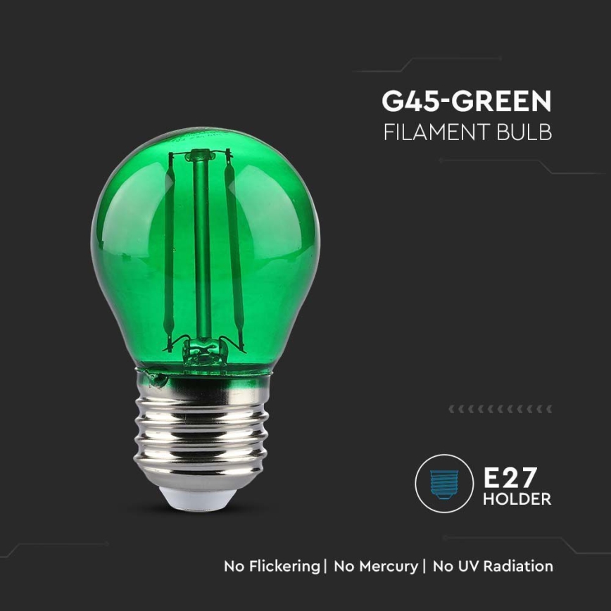 Λαμπτήρας LED FILAMENT G45 E27/2W/230V πράσινο