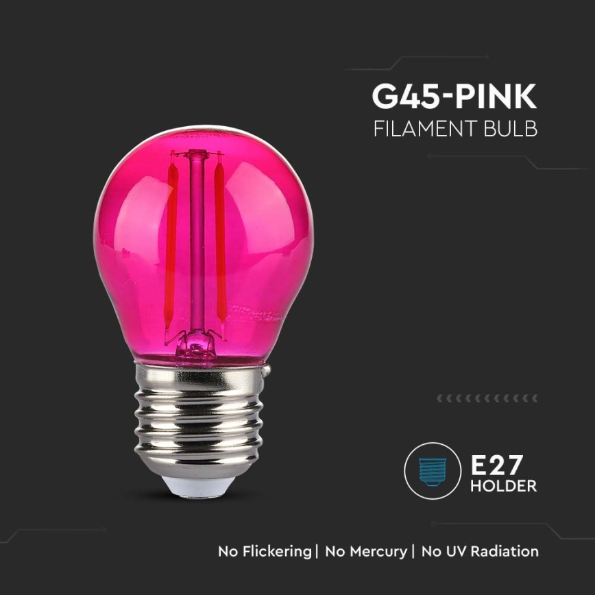 Λαμπτήρας LED FILAMENT G45 E27/2W/230V ροζ