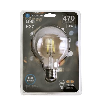 Λαμπτήρας LED FILAMENT G95 E27/4W/230V 6500K - Aigostar