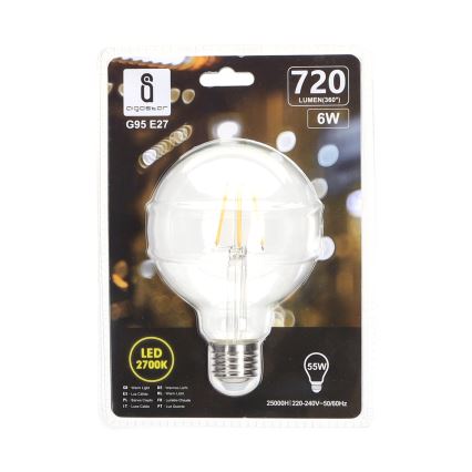 Λαμπτήρας LED FILAMENT G95 E27/6W/230V 2700K - Aigostar