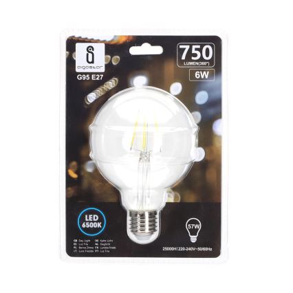 Λαμπτήρας LED FILAMENT G95 E27/6W/230V 6500K - Aigostar