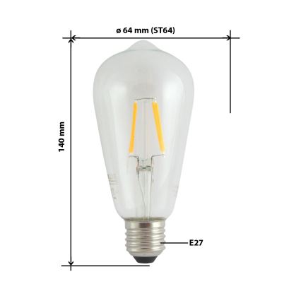 Λαμπτήρας LED FILAMENT VINTAGE ST64 E27/4W/230V 2700K