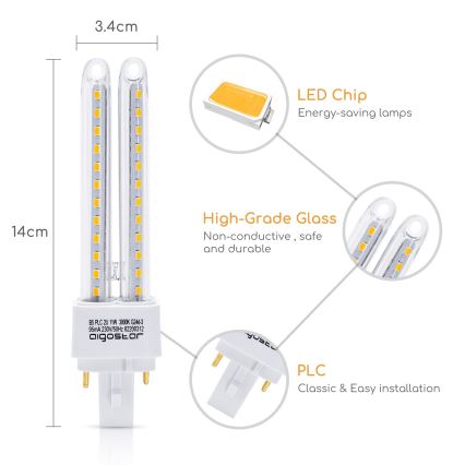 Λαμπτήρας LED G24D-3/11W/230V 3000K - Aigostar