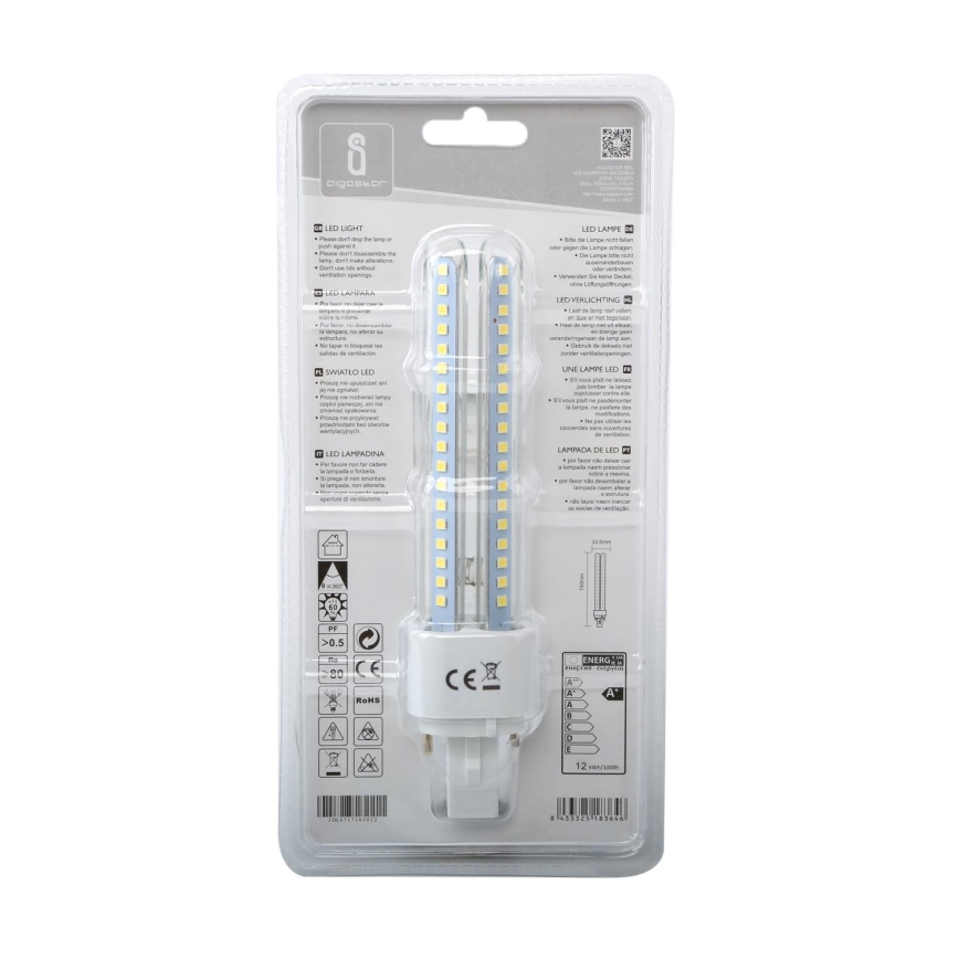 Λαμπτήρας LED G24D-3/12W/230V 6500K - Aigostar