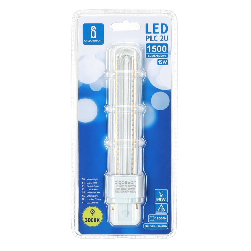 Λαμπτήρας LED G24D-3/15W/230V 3000K - Aigostar