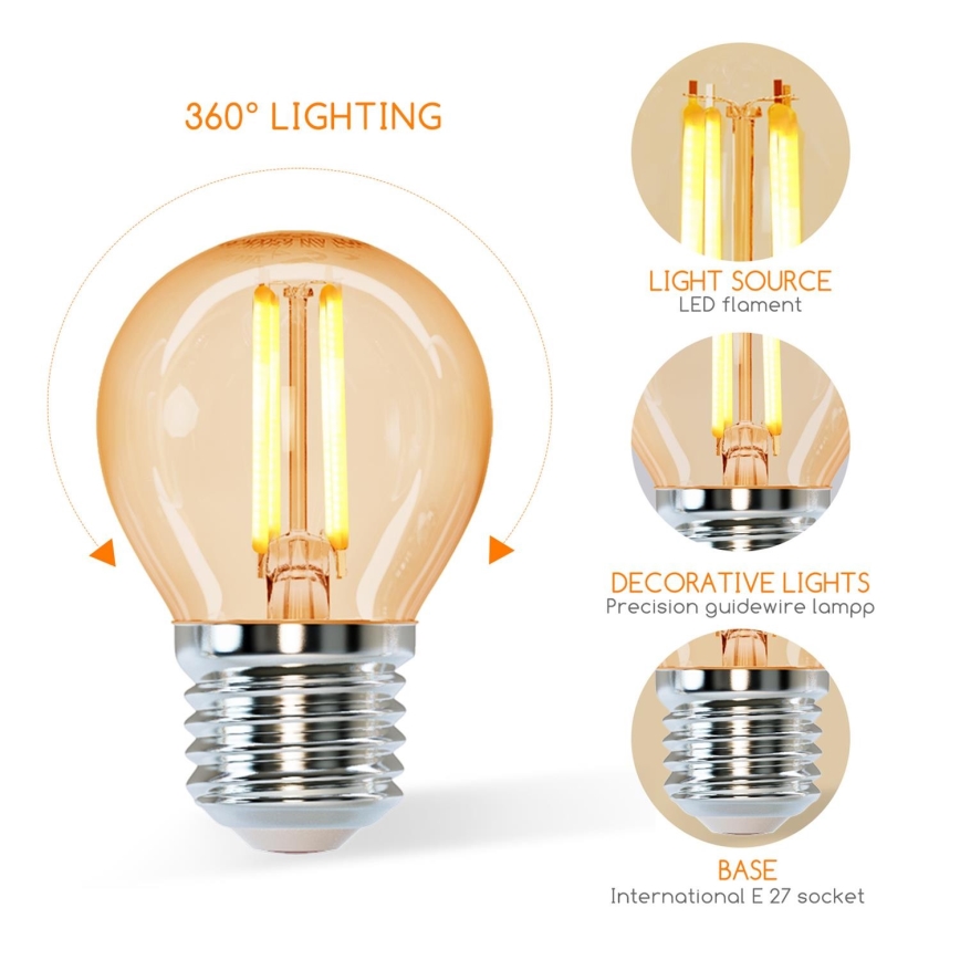 Λαμπτήρας LED G45 E27/6W/230V 2200K - Aigostar