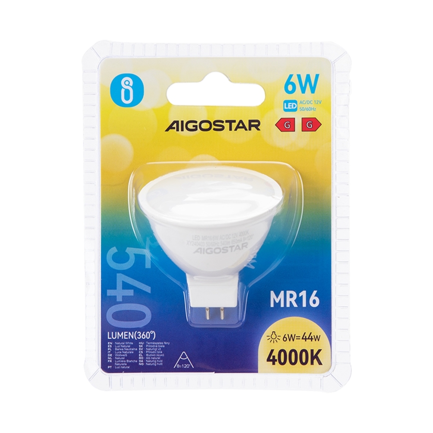 Λαμπτήρας LED MR16 GU5,3/6W/12V 4000K - Aigostar