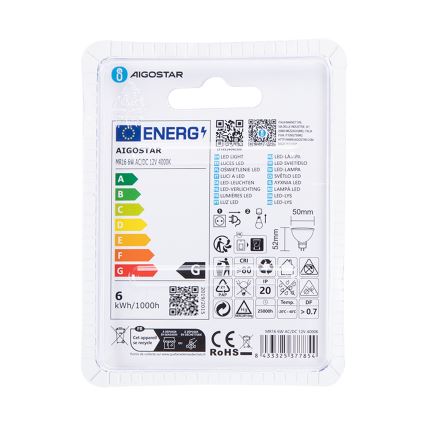 Λαμπτήρας LED MR16 GU5,3/6W/12V 4000K - Aigostar