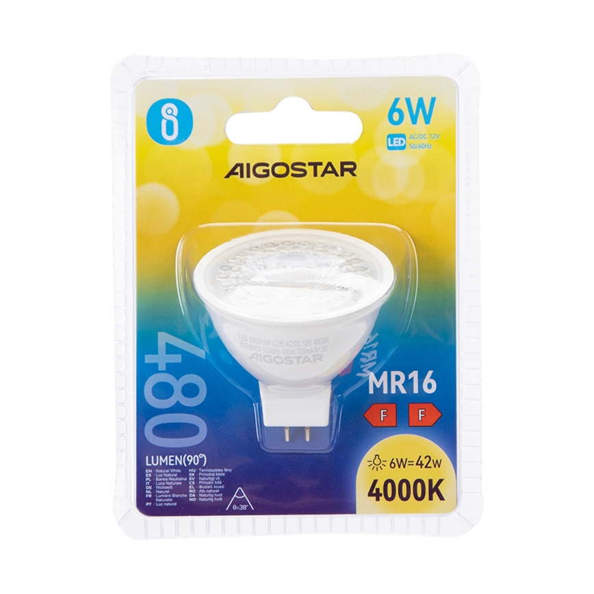 Λαμπτήρας LED MR16 GU5,3/6W/12V 4000K - Aigostar