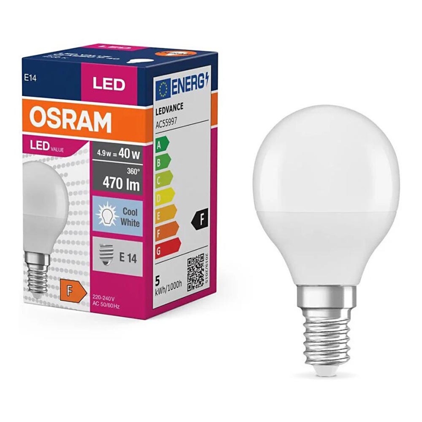 Λαμπτήρας LED P40 E14/4,9W/230V 4000K - Osram