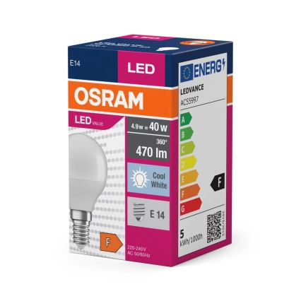 Λαμπτήρας LED P40 E14/4,9W/230V 4000K - Osram
