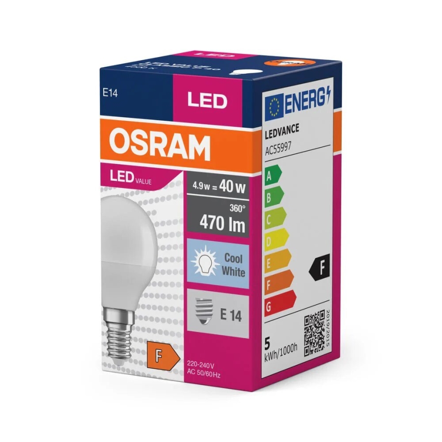 Λαμπτήρας LED P40 E14/4,9W/230V 4000K - Osram