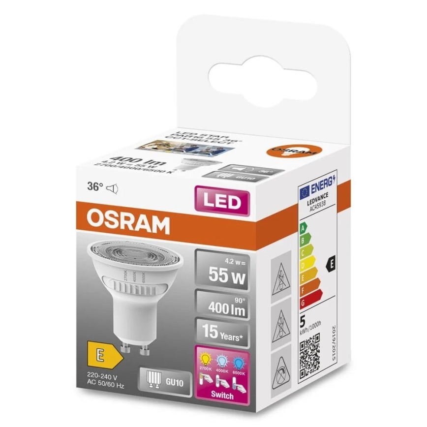 Λαμπτήρας LED PAR16 GU10/4,2W/230V 2700/4000/6500K 36° - Osram