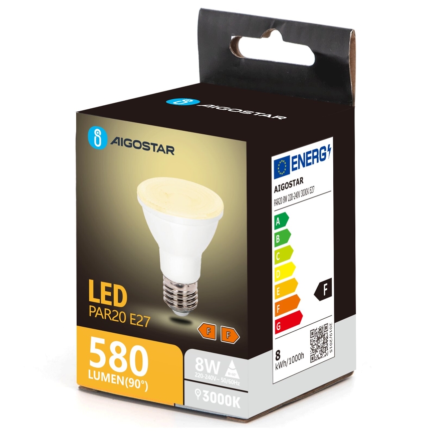 Λαμπτήρας LED PAR20 E27/8W/230V 3000K - Aigostar