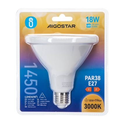 Λαμπτήρας LED PAR38 E27/18W/230V 3000K - Aigostar