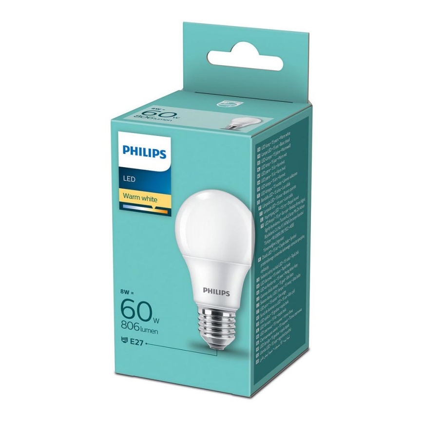 Λαμπτήρας LED Philips A60 E27/8W/230V 2700K