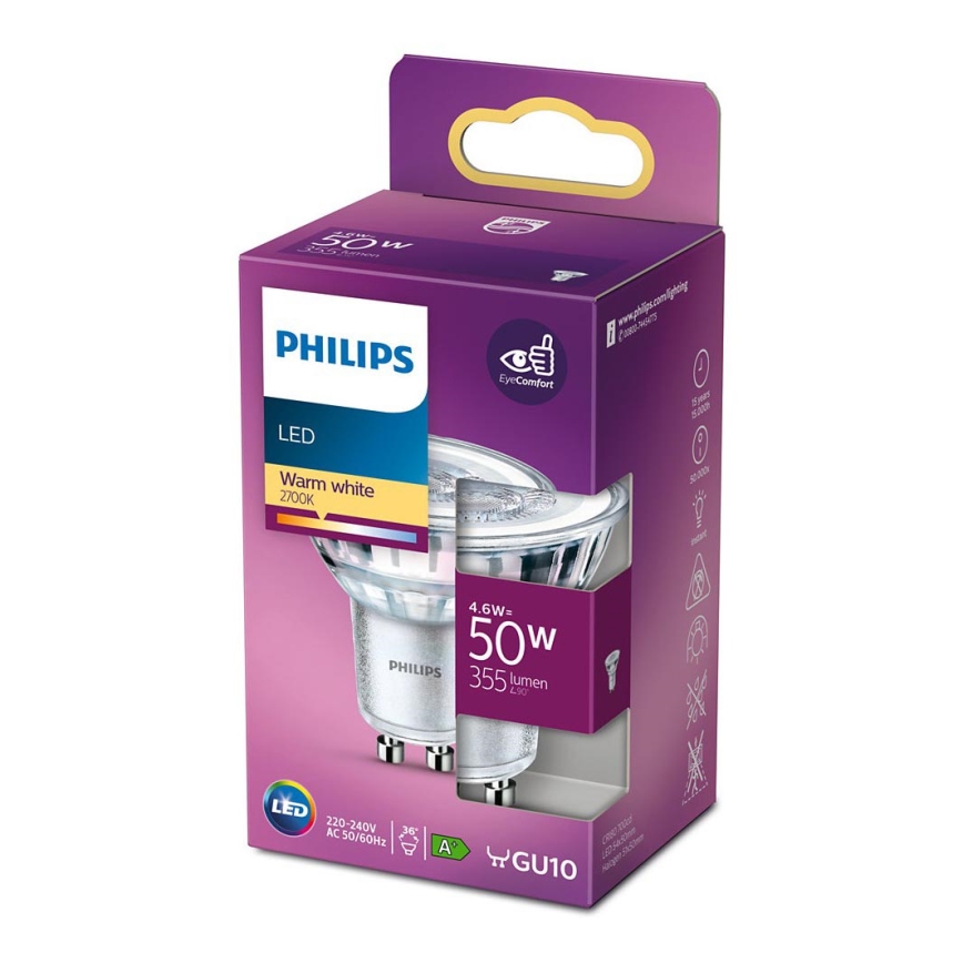 Λαμπτήρας LED Philips GU10/4,6W/230V 2700K