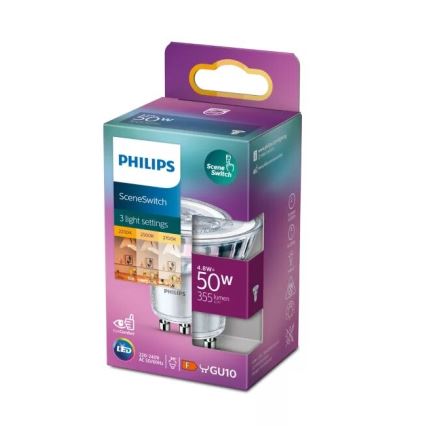 Λαμπτήρας LED Philips SCENE SWITCH PAR16 GU10/4,8W/230V 2200/2500/2700K