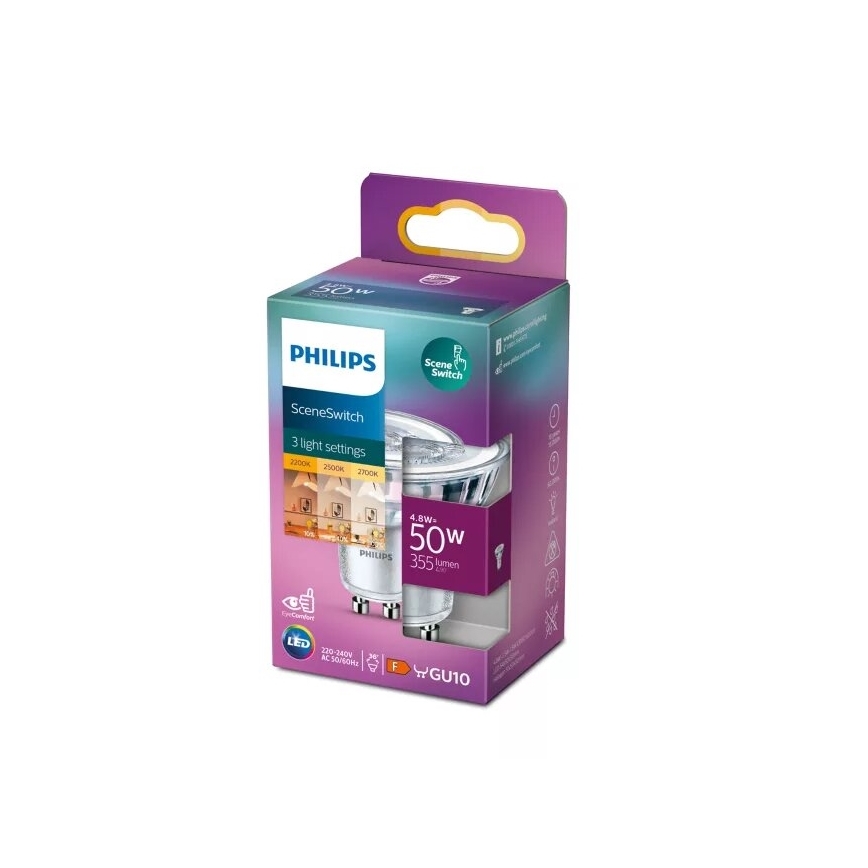 Λαμπτήρας LED Philips SCENE SWITCH PAR16 GU10/4,8W/230V 2200/2500/2700K