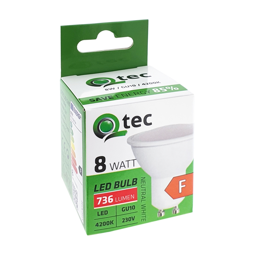 Λαμπτήρας LED Qtec GU10/8W/230V 4200K