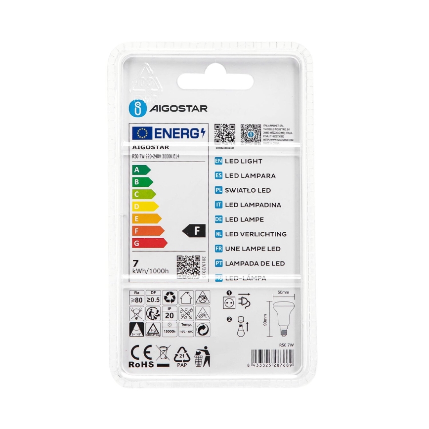 Λαμπτήρας LED R50 E14/7W/230V 3000K - Aigostar