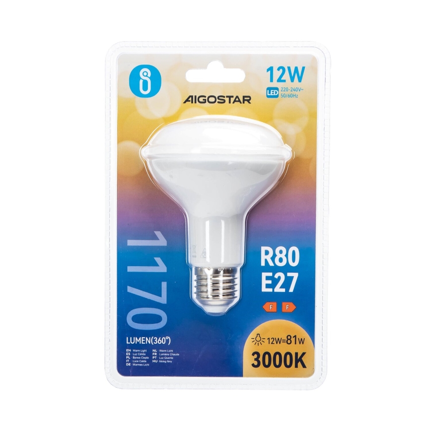 Λαμπτήρας LED R80 E27/12W/230V 3000K - Aigostar