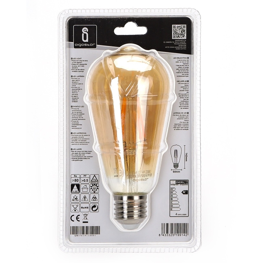 Λαμπτήρας LED ST64 E27/4W/230V 2200K - Aigostar