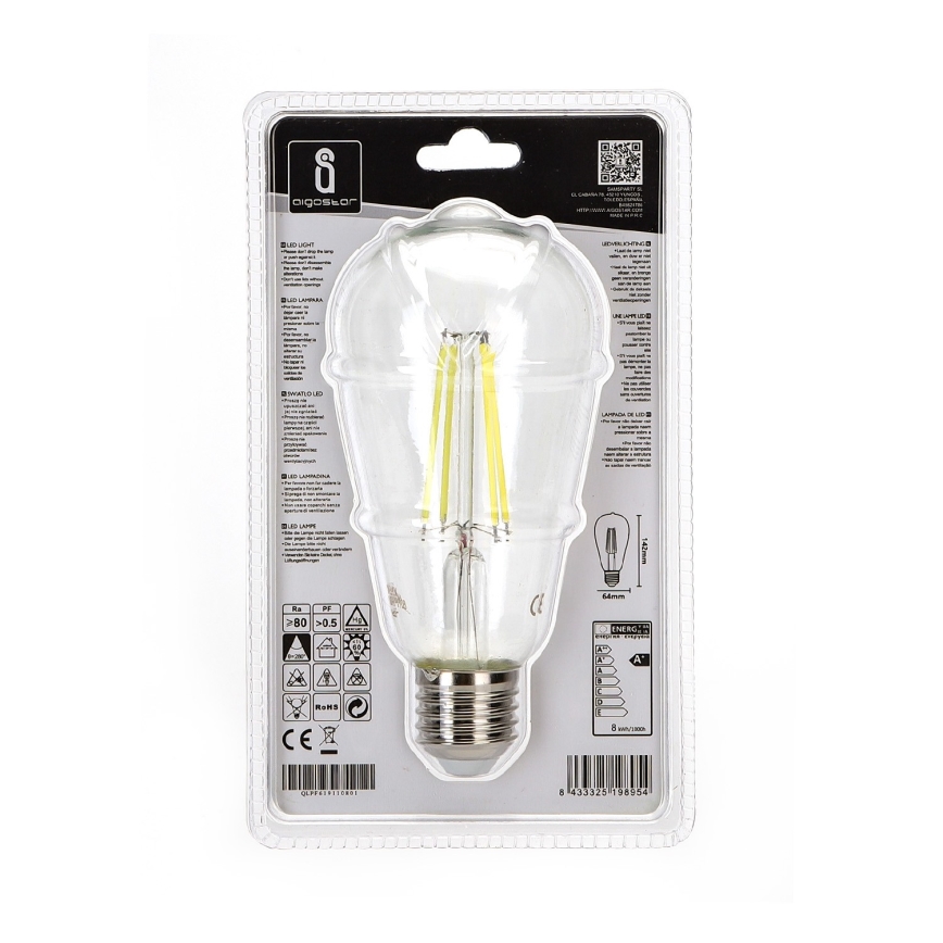 Λαμπτήρας LED ST64 E27/8W/230V 6500K - Aigostar