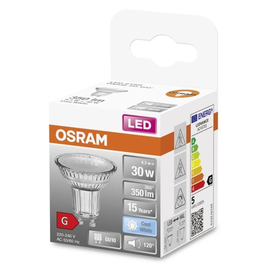 Λαμπτήρας LED STAR PAR16 GU10/4,3W/230V 4000K 120° - Osram