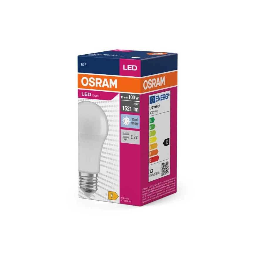 Λαμπτήρας LED VALUE A100 E27/13W/230V 4000K - Osram