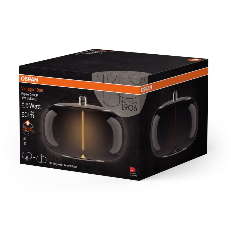 Λαμπτήρας LED VINTAGE FILAMENT E27/4W/230V 1800K φιμέ - Osram