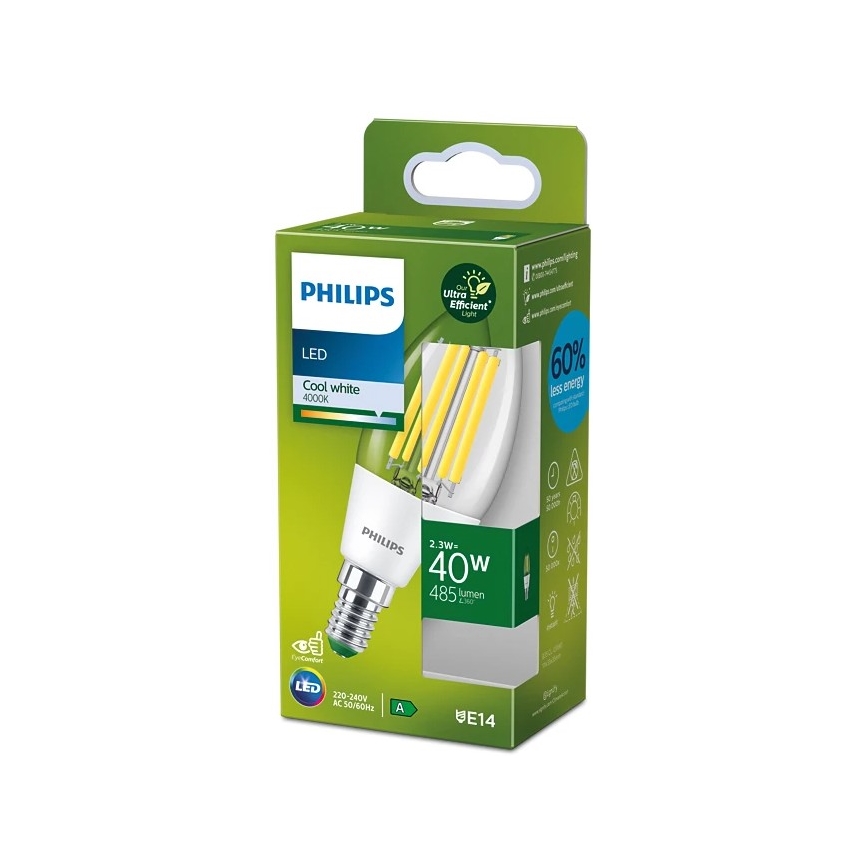 Λαμπτήρας LED VINTAGE Philips B35 E14/2,3W/230V 4000K