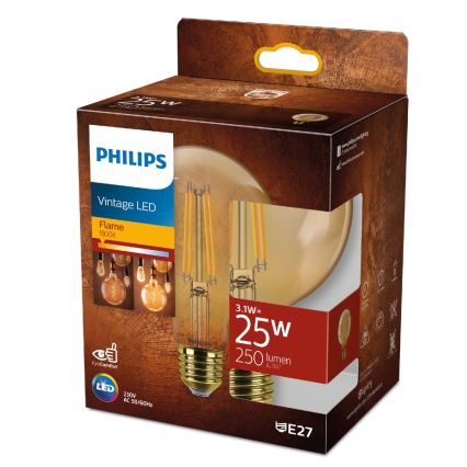 Λαμπτήρας LED VINTAGE Philips G95 E27/3,1W/230V 1800K