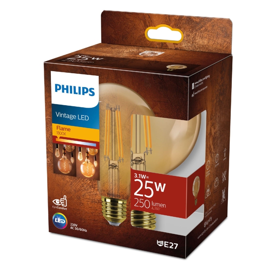 Λαμπτήρας LED VINTAGE Philips G95 E27/3,1W/230V 1800K