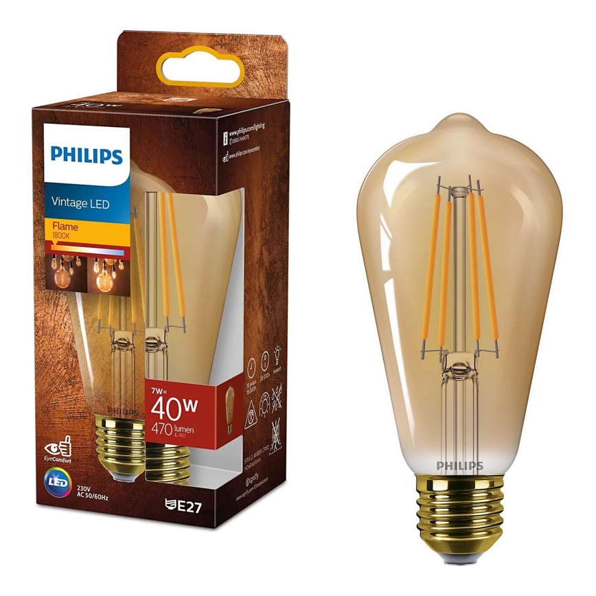 Λαμπτήρας LED VINTAGE Philips ST64 E27/7W/230V 1800K