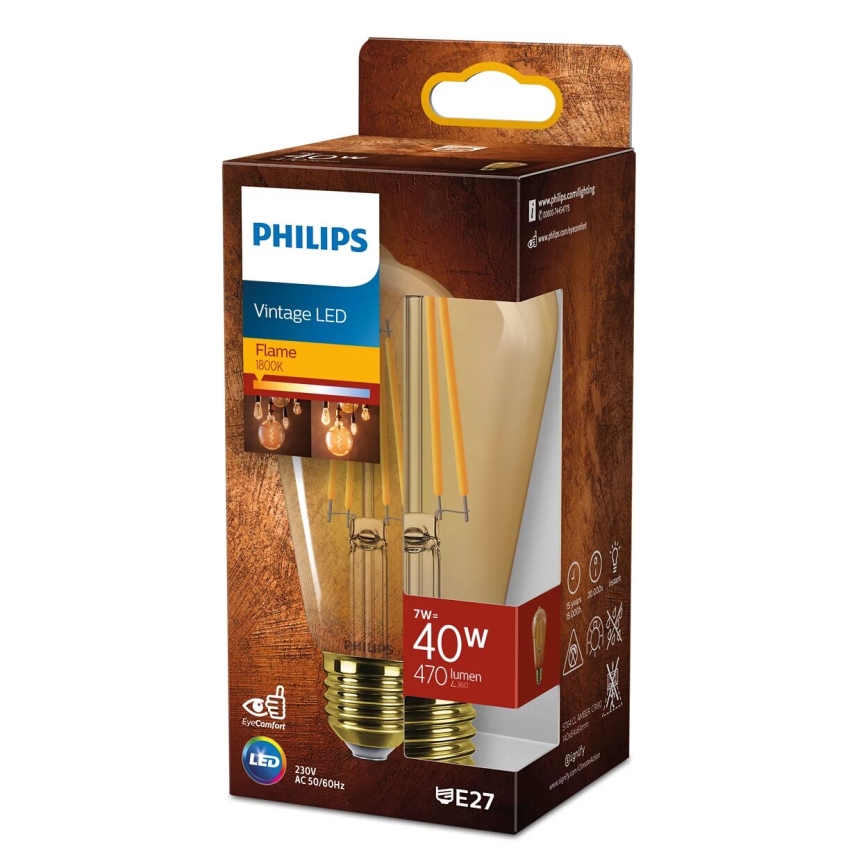 Λαμπτήρας LED VINTAGE Philips ST64 E27/7W/230V 1800K