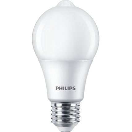 Λαμπτήρας LED με αισθητήρα Philips A60 E27/8W/230V 2700K