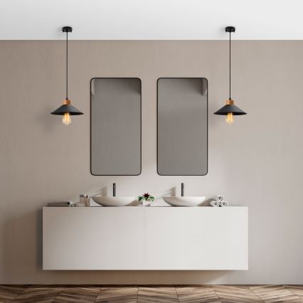 Λαμπτήρας οροφής MANAVGAT 1xE27/40W/230V μαύρος/καφέ