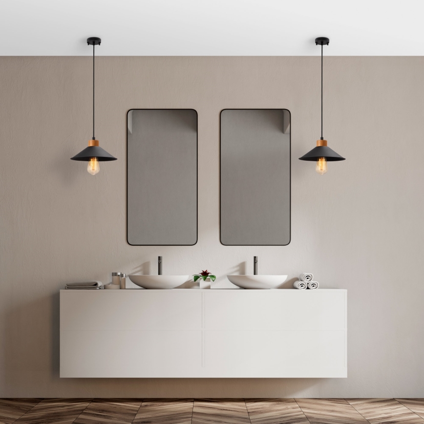 Λαμπτήρας οροφής MANAVGAT 1xE27/40W/230V μαύρος/καφέ