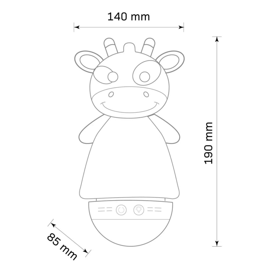 Λούτρινο παιχίδι με φως και μελωδία  LED RGB  3xAAA/5V καμηλοπάρδαλη