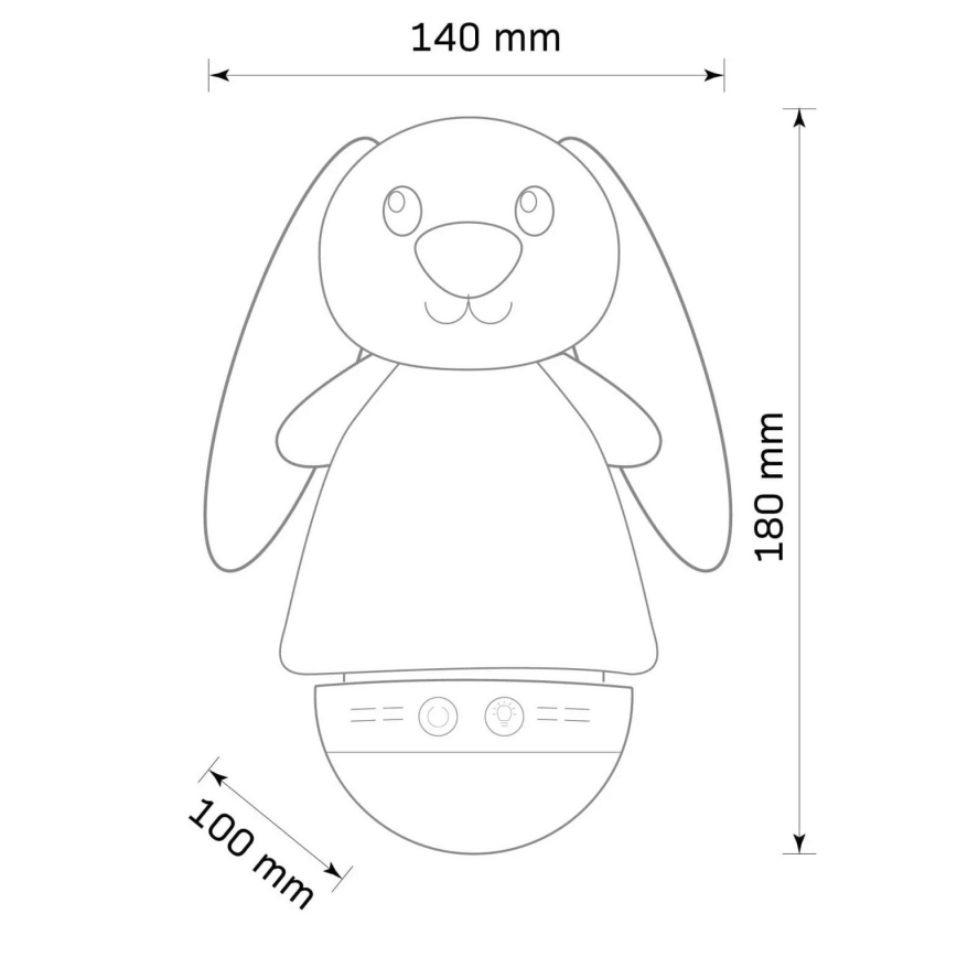 Λούτρινο παιχίδι με φως και μελωδία  LED RGB 3xAAA/5V κουνέλι
