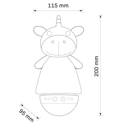 Λούτρινο παιχίδι με φως και μελωδία  LED RGB 3xAAA/5V μονόκερος