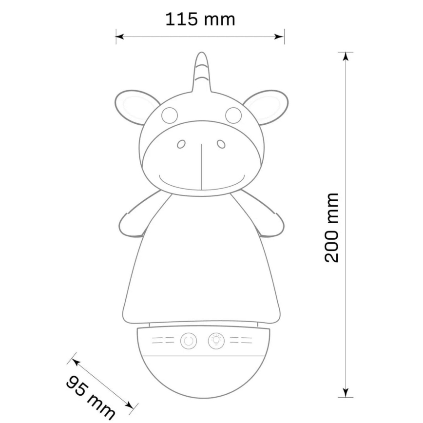 Λούτρινο παιχίδι με φως και μελωδία  LED RGB 3xAAA/5V μονόκερος