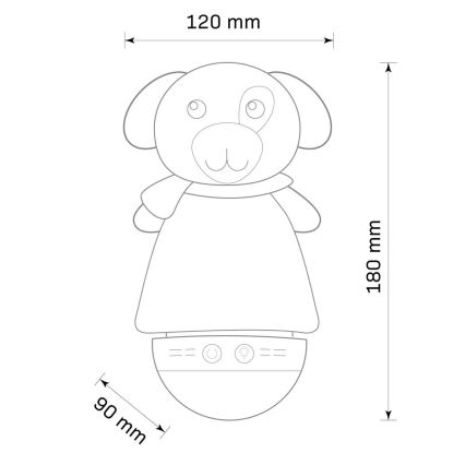 Λούτρινο παιχίδι με φως και μελωδία  LED RGB 3xAAA/5V σκυλάκι