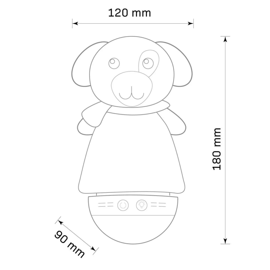 Λούτρινο παιχίδι με φως και μελωδία  LED RGB 3xAAA/5V σκυλάκι
