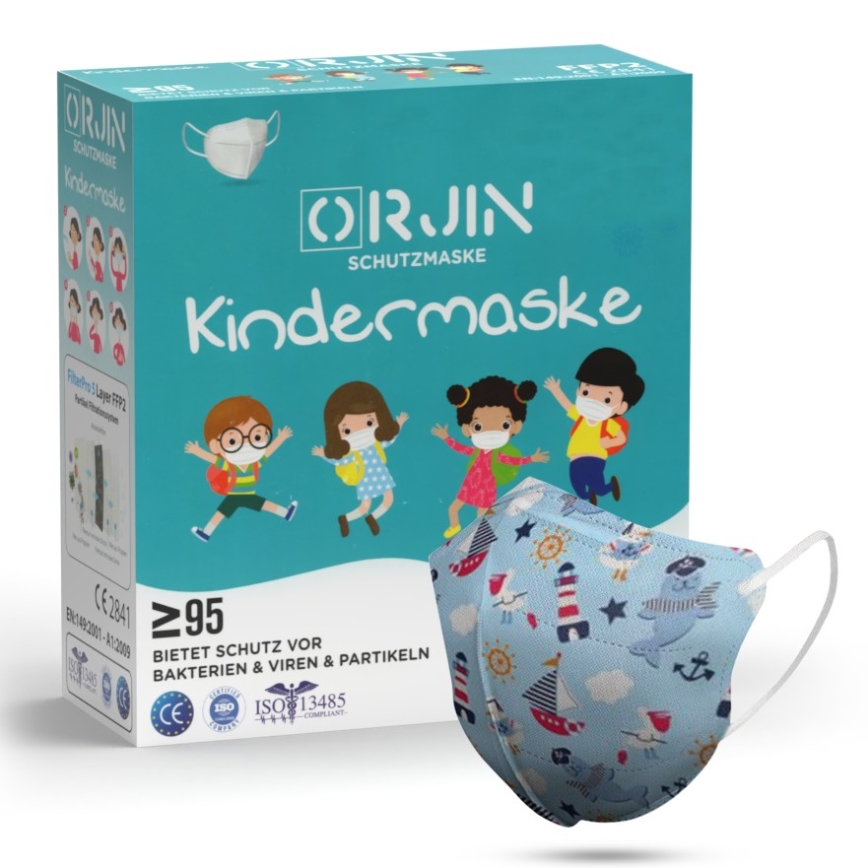 Μάσκα προστασίας παιδικού μεγέθους FFP2 Kids NR CE 0370 Θαλασσί 1τμχ