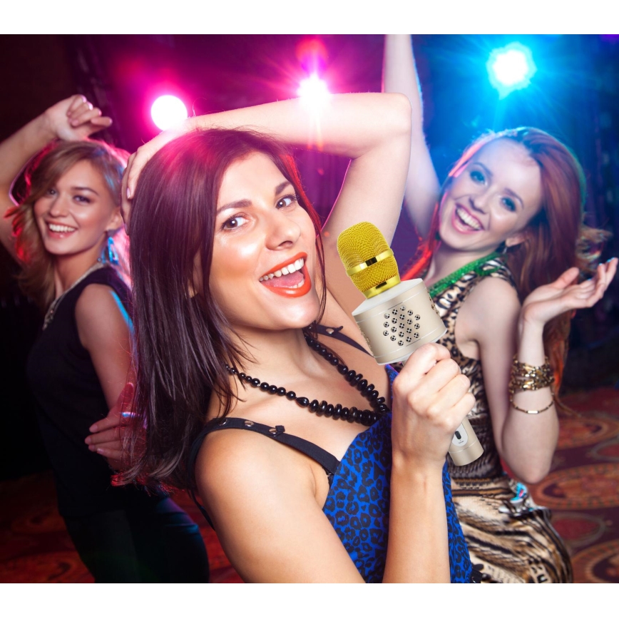 Μικρόφωνο καραόκε 6W/5V 1500 mAh Bluetooth χρυσό