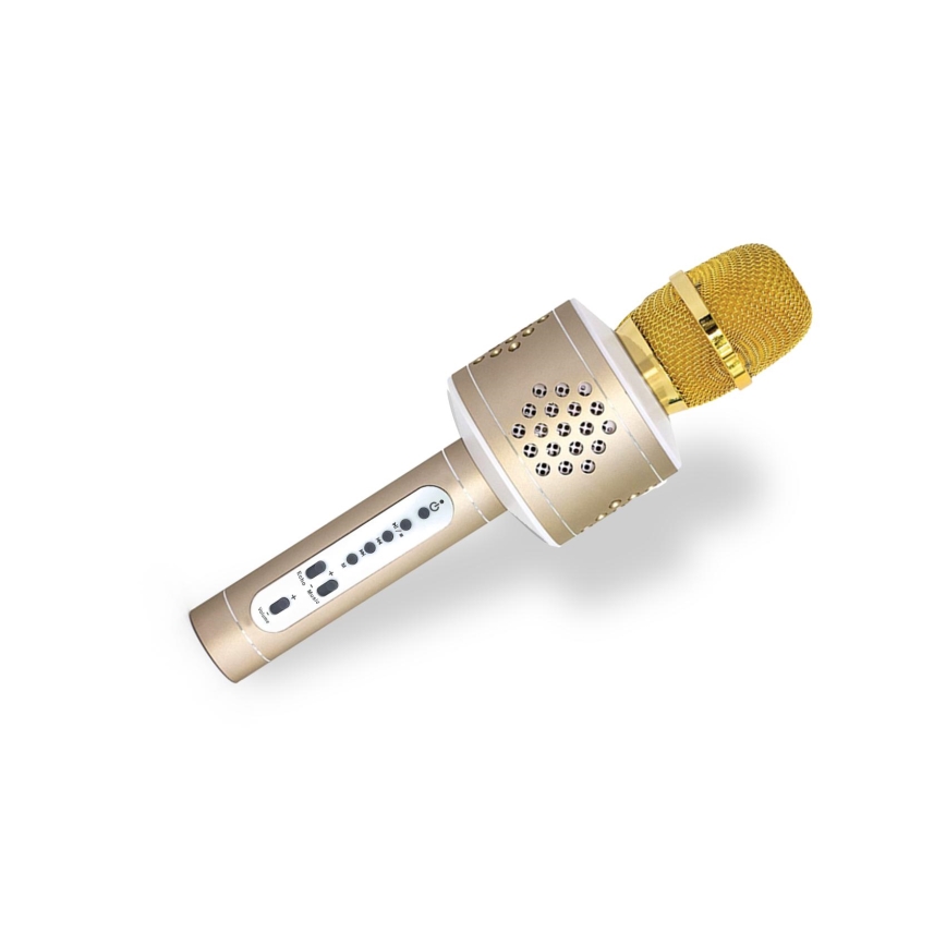 Μικρόφωνο καραόκε 6W/5V 1500 mAh Bluetooth χρυσό